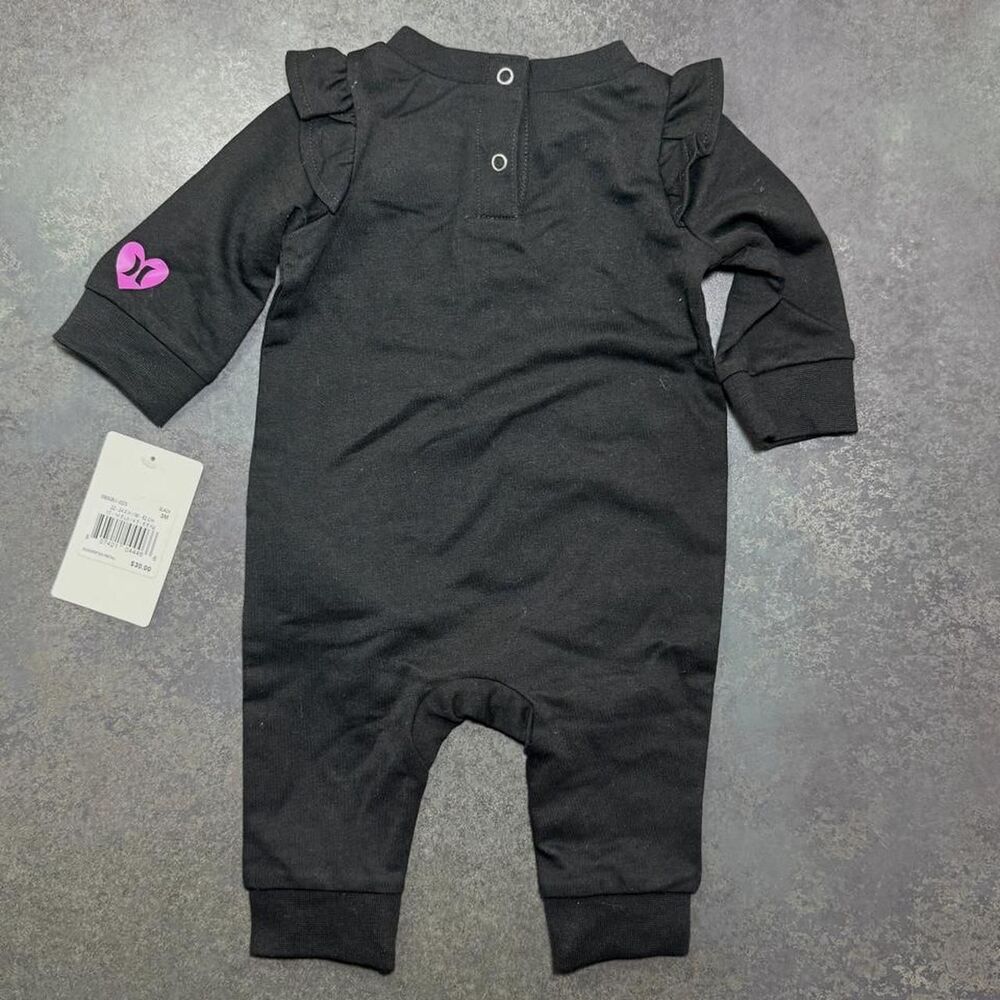 Hurley Baby Girl 3M Mermaid Romper Black Pink Long Sleeve NWT - Picture 2 of 3